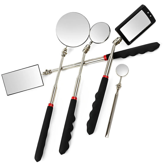 360° Telescoping Inspection Mirror with LED Light - Extendable Mechanic Tool for Easy Repairs