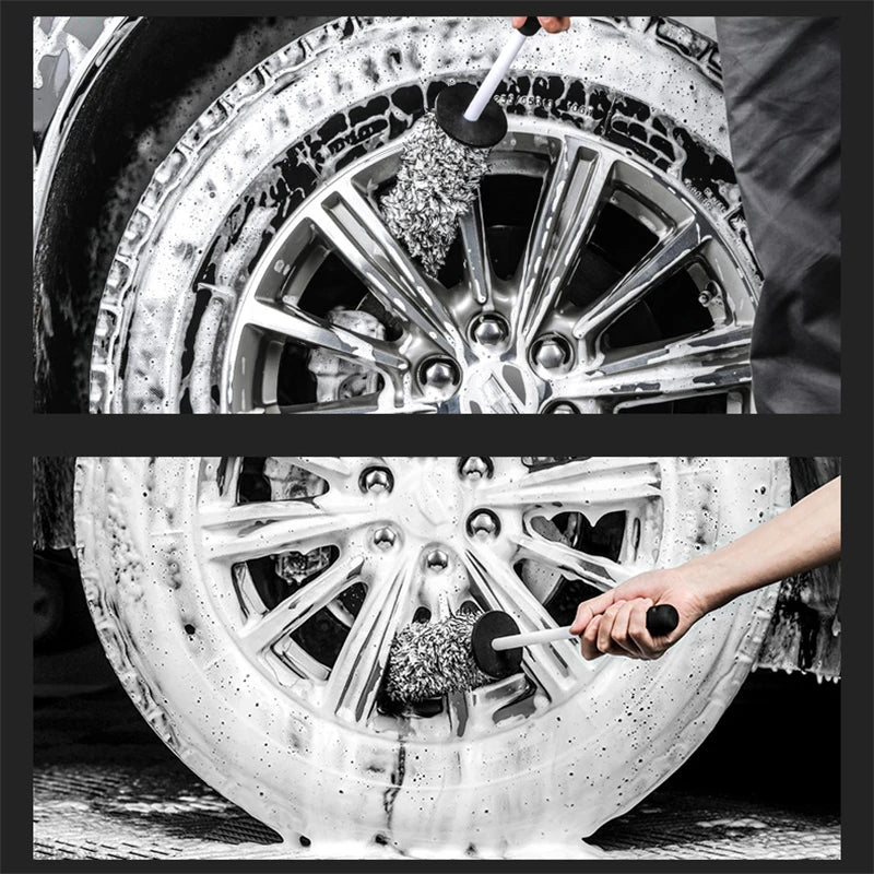 Microfiber Car Wash Wheel Brush - Ultra Soft Non-Slip Cleaning Mitt for Wheel Spokes & Car Accessories