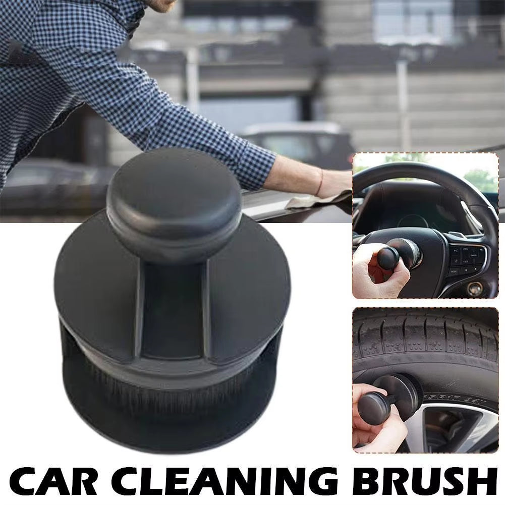 Portable Car Tire Detail Brush with Seal Cover - High Density Soft Bristles for Tire Shine and Wax Application