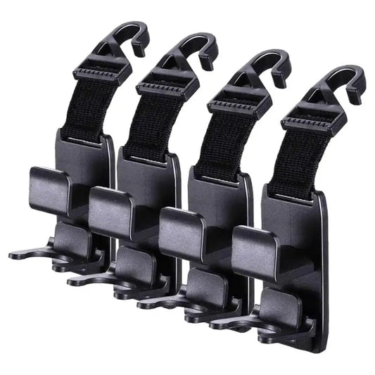 4Pcs Universal Car Seat Back Hooks - Multi-Functional Semi-Open Headrest Hangers for Clothes & Bags