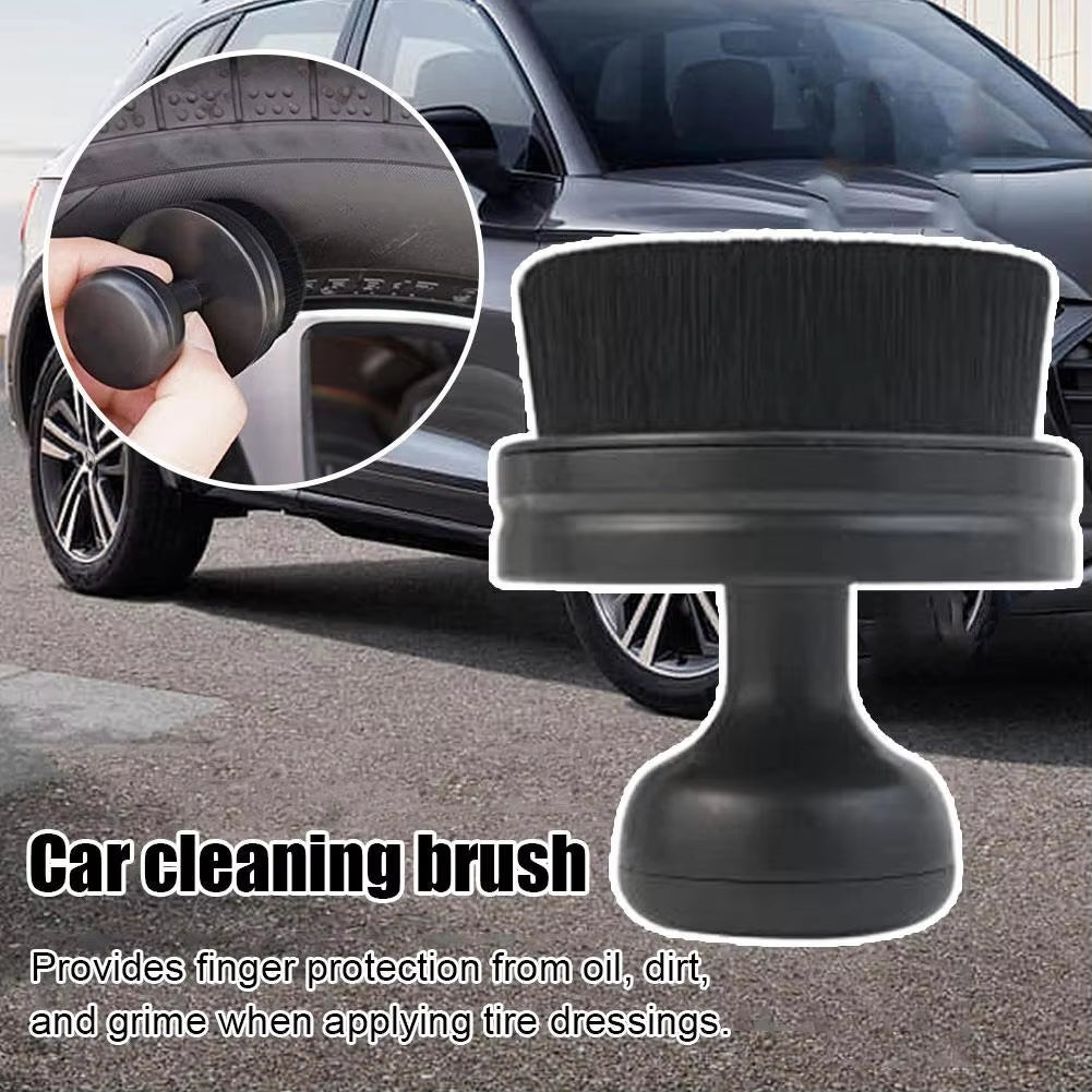 Portable Car Tire Detail Brush with Seal Cover - High Density Soft Bristles for Tire Shine and Wax Application